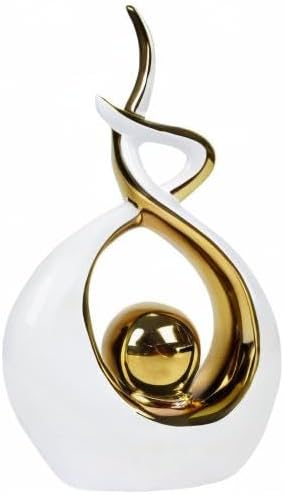 Norrclp Home Decor Modern Abstract Art Ceramic Statue Table Decorations for Dining Room Living Room Office Centerpiece (White and Gold, Small) - Image 8