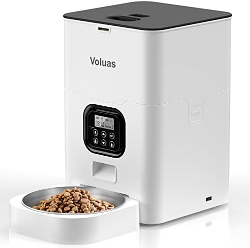 Voluas Automatic Cat Feeder, Timed Dry Food Dispenser for Cats & Dogs, 4 L (Pack of 6) by Voluas