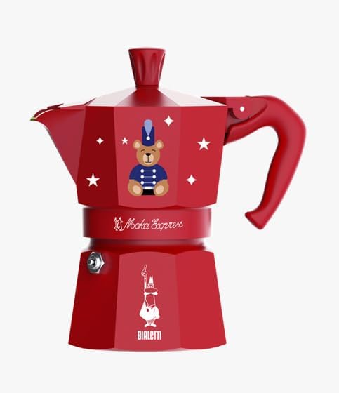 Bialetti Moka Express Iconic Italian Stovetop Espresso Maker (Red/Blue, 3 Cups) by Bialetti