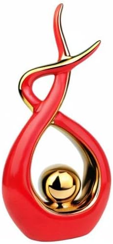 Norrclp Home Decor Modern Abstract Art Ceramic Statue Table Decorations for Dining Room Living Room Office Centerpiece (Red and Gold, Large) - Image 9