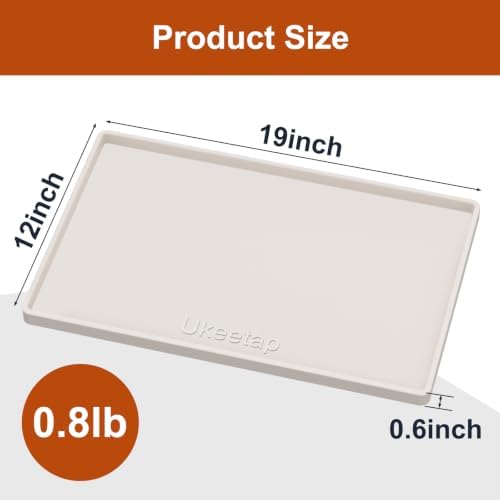 19" x 12" Extra Thick Silicone Mat Waterproof with Raised Edge, Beige - Image 7