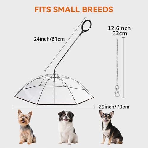 ENJOYING Dog Umbrella Small Breed, Clear Pet Umbrella Metal Chain for Small Dogs, Self-Assembly Dog Umbrella, Keep Puppy Dry for Rainy Day Walks, Angle Adjustable - Image 7