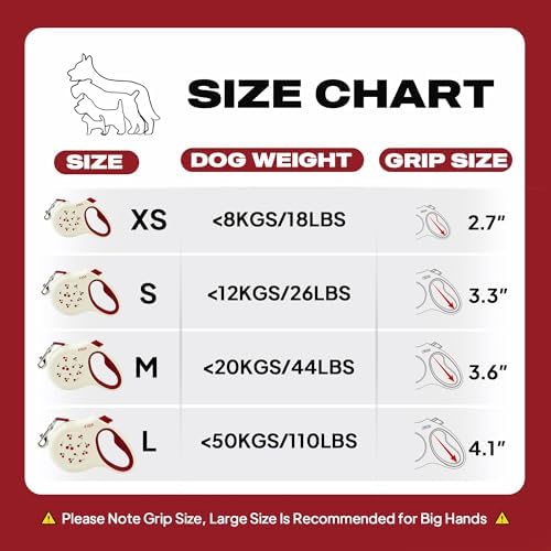 Fida Retractable Dog Leash, 16 ft Dog Walking Leash for Small Dogs up to 26 lbs, 360° Tangle Free, Cherry - Image 7