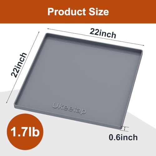 22" x 22" Extra Thick Silicone Mat Waterproof with Raised Edge, Gray - Image 7