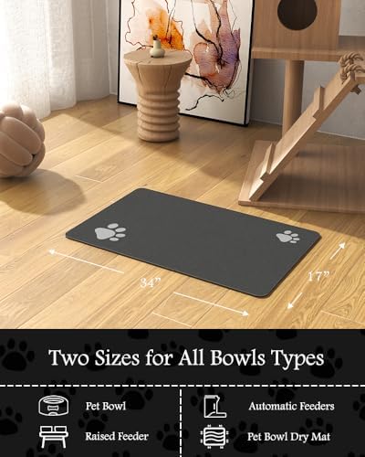 Pet Feeding Mat-Absorbent Dog Mat for Food and Water Bowl-No Stains Quick Dry Water Dispenser Mat-Dog Accessories Pet Supplies-Bowl for Messy Drinkers(Darkgrey,17"x34" - Image 7