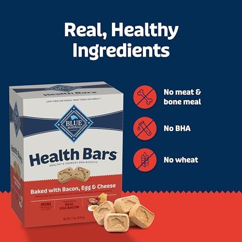 Blue Buffalo Health Bars Crunchy Dog Biscuits, Oven-Baked with Natural Ingredients, Bacon, Egg & Cheese, 32-oz Bag (Pack of 2) - Image 7