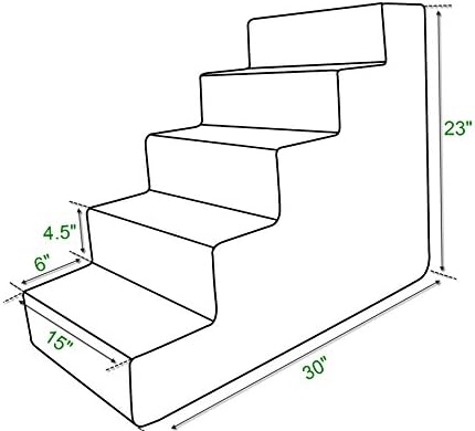Best Pet Supplies Dog Stairs & Steps - Foam Steps for Small Dogs & Cats, Non-Slip Indoor Balanced Pet Step Support, Dog Ramp, No Assembly, Paw Print on Beige, 5-Step (22.5-inch Height) - Image 5