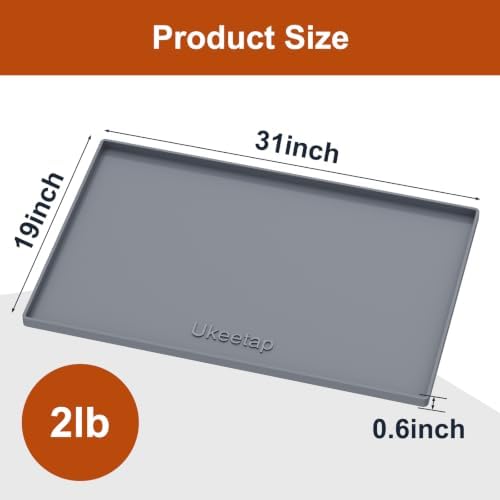 19" x 31" Extra Thick Silicone Mat Waterproof with Raised Edge, Gray - Image 7