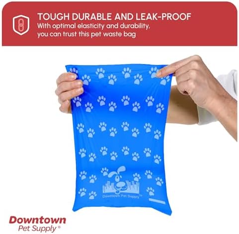 Downtown Pet Supply Poop Bags for Dogs with Dispenser, 220 Count - Leak-Proof Dog Waste Bags and Bone-Shaped Dog Poop Bags Holder for Leash - Rainbow with Paw Prints, 12.5" x 8.5" - Image 6