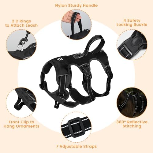Escape Proof Dog Harness and Leash Set,Soft Padded Full Body Pet Harness, No Pull Reflective Adjustable Dog Vest with Handle, Easy Control Dog Harness for Medium Large Dogs Training Walking Running - Image 7