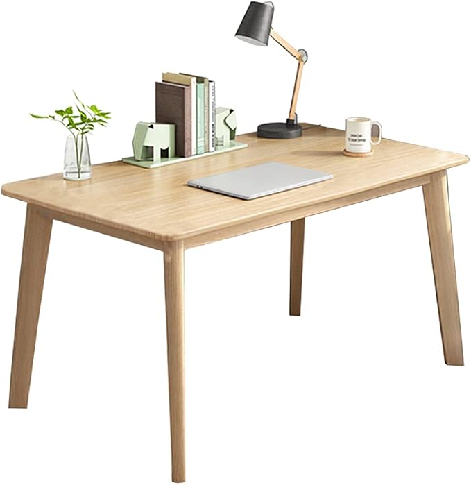 IOTXY Simple Wooden Writing Desk - Modern Minimalist Style PC Laptop Computer Workbench with Solid Wood Legs, 39" W Home Office Work Table for TV Stand Music Video Live Broadcast Workstation, Oak - Image 9