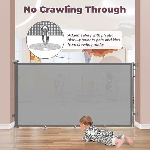 42" Extra Tall Retractable Baby Gates, 76" Wide Dog Gate for Stairs - Image 6