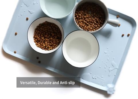 Hoki Found L Silicone Non Slip Pet Dog Cat Bowl Mats - Placemat - Feeding Mat - Waterproof - For Carpet - Frost - Image 4