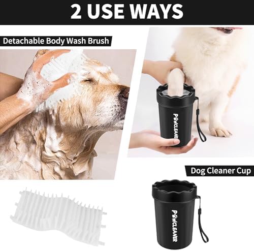 Professional 7 in 1 Dog Paw Cleaner for Dogs & Cats - Includes 1 Portable Paw Washer, 1 Bath Brush, 2 Dog Toothbrushes and 3 Absorbent Towels Note: Fits Paws 1.5 to 2.5 Inches Wide (Medium, Black) - Image 7