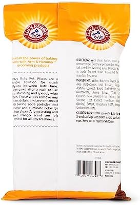 Arm & Hammer Heavy Duty Multipurpose Dog Bath Wipes, Mango, 30 Count, 6-Pk - Image 7