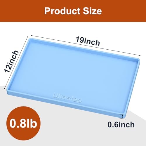 19" x 12" Extra Thick Silicone Mat Waterproof with Raised Edge, Blue - Image 7