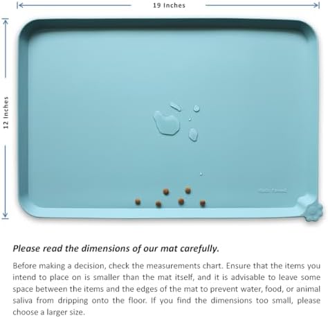 Hoki Found Silicone Non Slip Pet Food Mats - Dog Cat Bowl Placemats - Waterproof for Carpet - Light Turquoise - Image 5