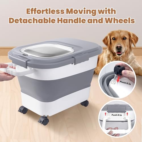 15-23Lbs Airtight Dog Food Storage Container,Collapsible Dog Food Container - Image 6