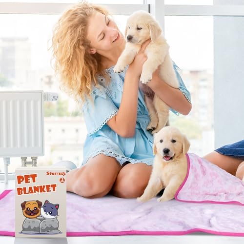 Stuffed Premium Soft Dog Couch Blanket, with Flannel Cute Paw Print, 30 * 70 inches, Cat Blanket Puppy Supplies Dog Products Stuff Essentials, Pink - Image 7