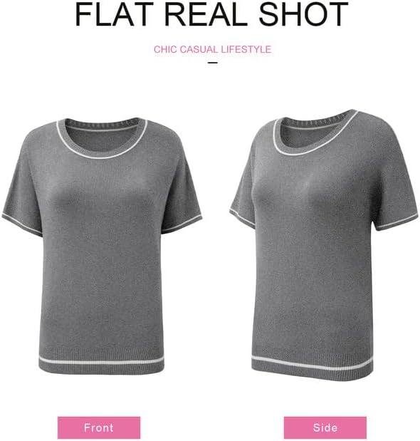 SHEWIN Womens Tops Trendy Short Sleeve Shirts Crewneck Lightweight Knit Sweater Top Business Casual Outfits - Image 5