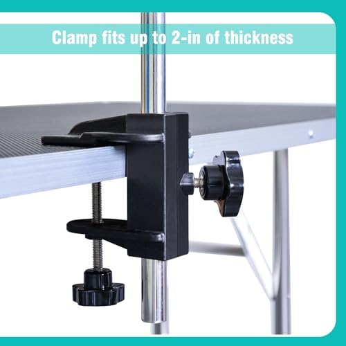 SHELANDY Dog Pet Grooming Table Hair Dryer Stand Hose Tube Holder Hands-Free Stainless Steel Groomers Adjustable Third Arm with Clamp - Image 4