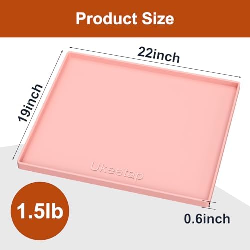 22" x 19" Extra Thick Silicone Mat Waterproof with Raised Edge, Pink - Image 7