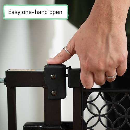 Ingenuity Decorative Panel Tall Baby Gate & Dog Gate, 28"-42" Wide, 30" Tall, Hardware or Pressure Mounted, Install on Top or Bottom of Stairs, Banister, or Doorway - Espresso - Image 6