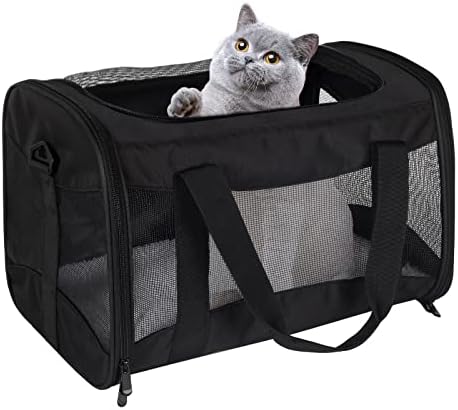 Cat Carrying Case - Pet Carrier Airline Approved, Protable and Breathable Pet Travel Carrier Removable Fleece Pad, Collapsible Cat Carrier Dog Carrier for Medium Cats Small Cats Dogs (Small, Black) - Image 3