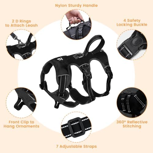 Escape Proof Dog Harness and Leash Set,Soft Padded Full Body Pet Harness, No Pull Reflective Adjustable Dog Vest with Handle, Easy Control Dog Harness for Medium Large Dogs Training Walking Running - Image 7
