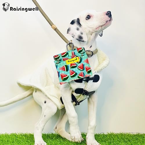 Dog Treat Pouch,Cotton Pocket Sized Training Holder, Hand Free Walking Funny Bag with Carabiner, Self-Closing Pet Feed Snack Reward, Behavior Aids for Puppy Travel or Outdoor Use(Watermelon) - Image 6