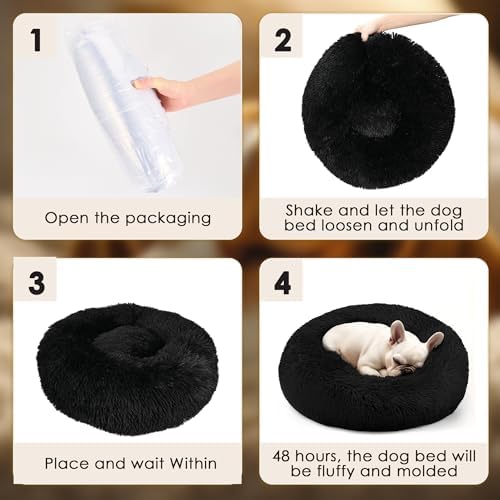 Hoewina Dog & Cat Bed, 20in Cat Beds for Indoor Cats (Black) - Image 6