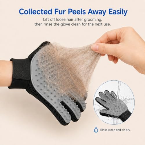 NVNAN Pet Hair Removal Glove for Dogs & Cats, 2-Pack Gray - Image 7