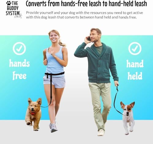 The Buddy System Hands-Free Dog Leash – Adjustable Waist Belt Leash for Running, Jogging, Training, and Service Dogs – Made in USA Black, Small Dog System, Regular Belt - Image 7
