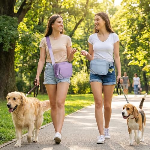 PetAmi Dog Walking Bag, 3-in-1 Crossbody Fanny Pack Treat Pouch, Purple - Image 7
