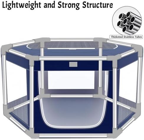 Hexagonal Dog playpen, 45 Inch Soft Puppy Playpen with 600D Oxford Fabric, Stable Structure with Thickend Stainless Steel Tubes, 25.6 Inch Height Pet Playpen for Small and Medium Dogs, Animals - Image 6