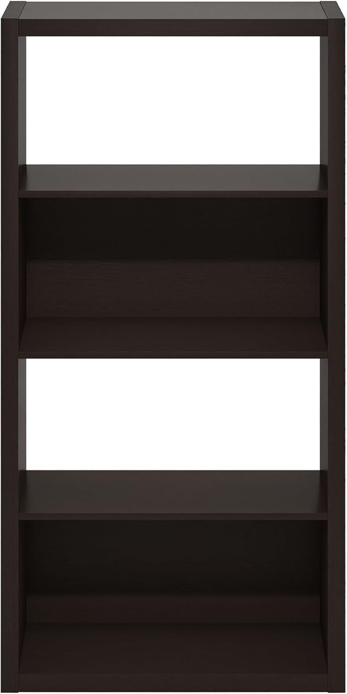 Furinno Viola 4-Tier Book Shelf, Extra Thick Frame Bookshelf, Dark Oak | Open Shelf, Open Back Design, 11.3" x 23.2" x 45.4", for Living Room, Bedroom, Home Office - Image 7