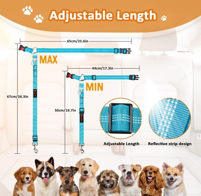 Laqibak Removable Dog Seat Belt Harness for Car, 3 in 1 Pet Seatbelt Leash - Image 7