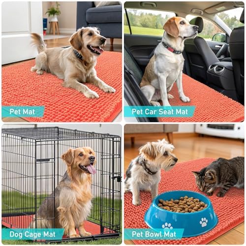 OLANLY Dog Door Mat for Muddy Paws 47x20, Super Absorbent Chenille Mud Mat - Image 7
