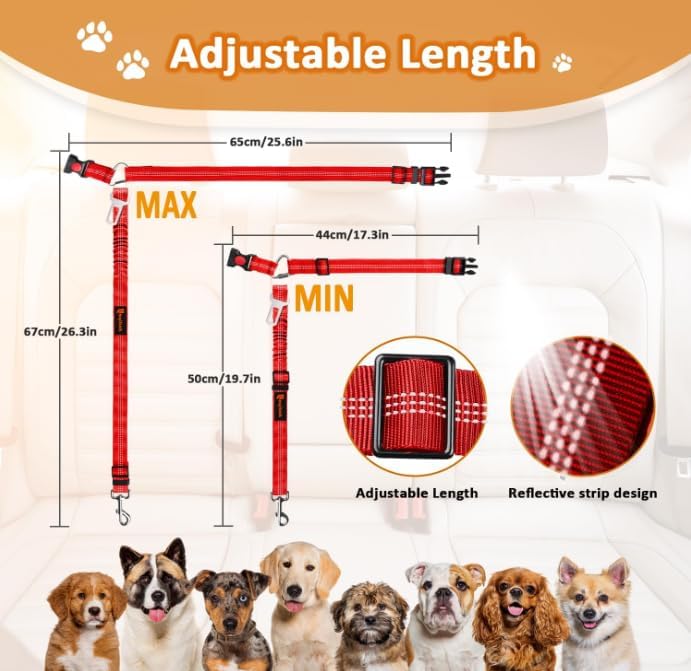 Laqibak Removable Dog Seat Belt Harness for Car, 3 in 1 Pet Seatbelt Leash - Image 7