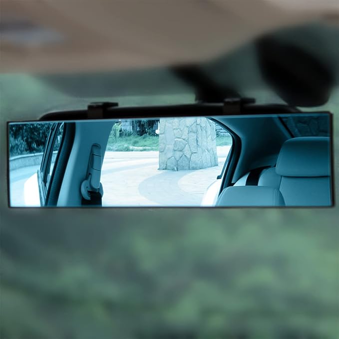 Car Rearview Mirror, 12 Inch Panoramic Wide Angle Anti-Glare, Clip on Auto Rear View Mirror, HD Clear Convex Surface, Car Interior Accessories Universal for SUV, Truck, Van, Vehicles (Blue) - Image 7