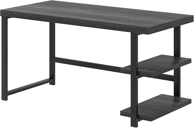 FOLUBAN 47 Inch Computer Desk with Storage Shelves, Modern Home Office Desk, Small Study Writing Desk Gaming Table Workstation for Bedroom Living Room, Industrial Dark Gray - Image 9