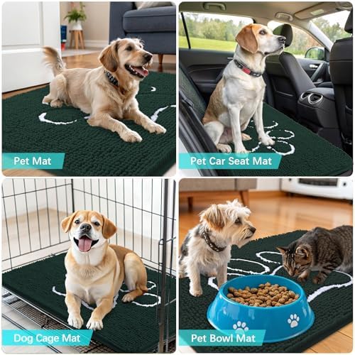 OLANLY Dog Door Mat for Muddy Paws 40x32, Paw Print Design Chenille Mud Mat - Image 7