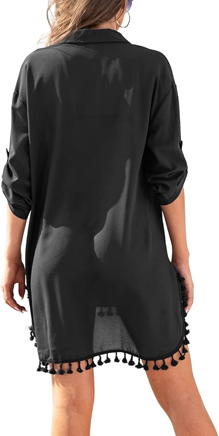 Yincro Women Swimsuit Cover Up Shirt 2026 Tassel Beach Bathing Suit for Swimwear Bikini Dress - Image 3