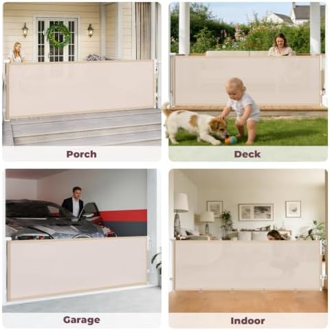 96" Retractable Baby Gate, Long Mesh Dog Gate for Garage Deck Porch - Image 6