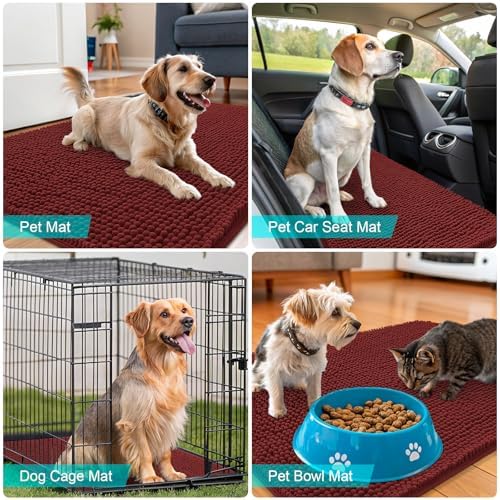 OLANLY Dog Door Mat for Muddy Paws 50x30, Super Absorbent Chenille Mud Mat - Image 7