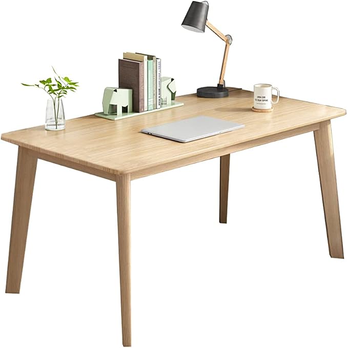 IOTXY Simple Wooden Writing Desk - Modern Minimalist Style PC Laptop Computer Workbench with Solid Wood Legs, 47" W Home Office Work Table for TV Stand Music Video Live Broadcast Workstation, Oak - Image 9