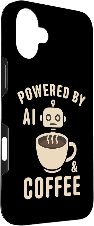 Powered by AI and Coffee Robot Case for iPhone 16 Plus - Image 3