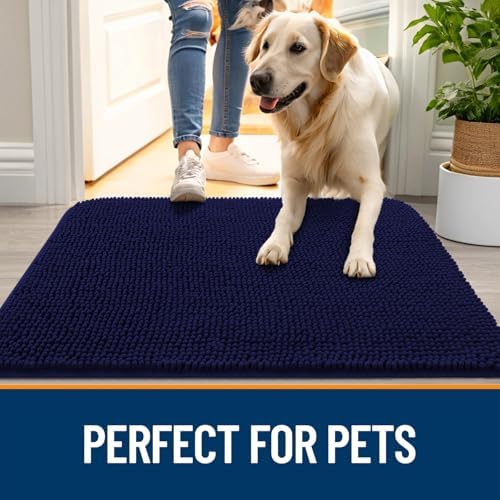OLANLY Dog Door Mat for Muddy Paws 48x30, Super Absorbent Chenille Mud Mat - Image 6