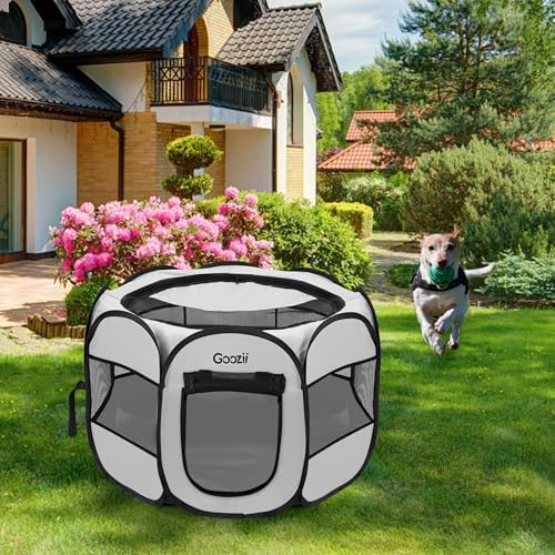 Goozii Pet Cat Playpen for Indoor Cats Enclosed, Puppy Dog Play Pen for Outdoor Travel Camping (Large Size, Light Grey) - Image 7