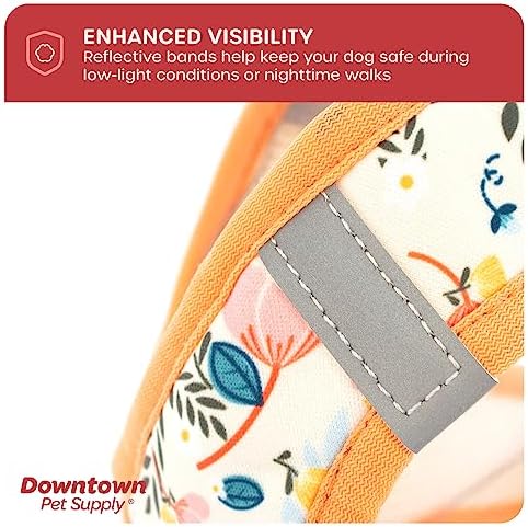 Downtown Pet Supply Step-in Dog Harness – No Pull, Adjustable Padded Mesh with Reflective Trim, Secure Buckle Strap – Comfortable & Breathable Small Dog Harness, MediumX-Large, Floral - Image 7